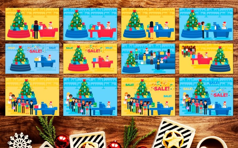 Download Фирменный стиль "Christmas Sale - Corporate Identity Template" / Christmas Sale - Corporate Identity Template - Фирменный стиль на тему графика christmas,card,illustration,poster,design,template,greeting,retail,winter,vector,sale,happy,holiday,creative,promotion,business,green,shop,tree,bright,decoration,gift,xmas,toy,promo,banner,ad