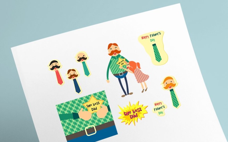 Download Фирменный стиль "Father's Day Greeting - Corporate Identity Template" / Father's Day Greeting - Corporate Identity Template - Фирменный стиль на тему графика card,illustration,design,greeting,love,happy,holiday,star,creative,child,background,gift,print,banner,people,character,family,girl,celebration,kid,day,sticker,wallpaper,festive,congratulation