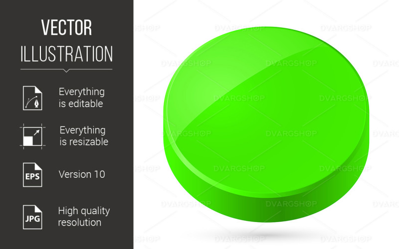 Download Vector "Green Disk - Vector Image" / Green Disk - Vector Image - Vector на тему графика disk,green,tablet,illustration,isolated,white,emblem,glossy,shiny,shape,shadow,sample,disc,geometric,interface,web,sign,simple,template,badge