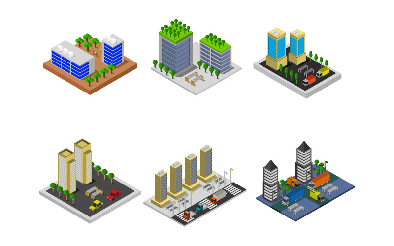 Conjunto de construção isométrica - imagem vetorial
