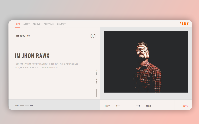 Rawx - Modello di pagina di destinazione del portfolio personale HTML