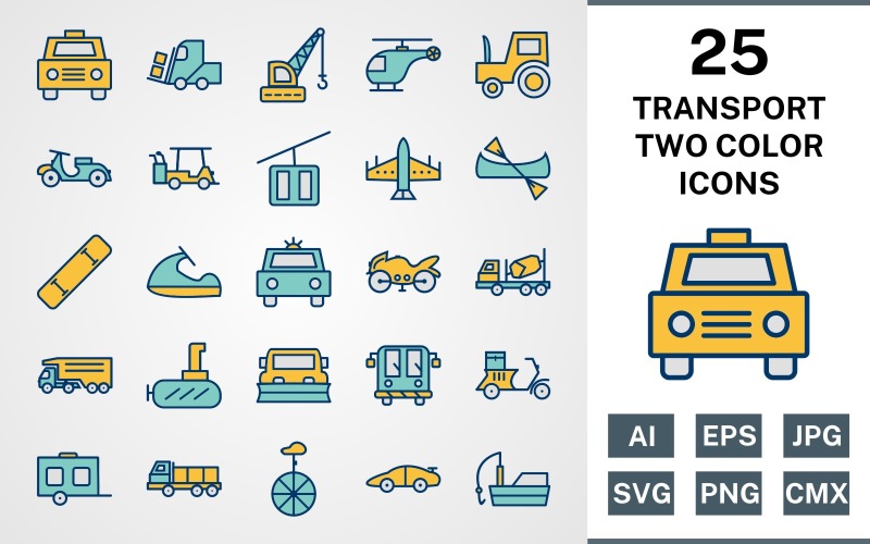 Download Набор иконок "25 TRANSPORT FILLED TWO COLORS PACK Icon Set" / 25 TRANSPORT FILLED TWO COLORS PACK Icon Set - Набор иконок на тему transport set,file,icon,icons,filled,round,vector,sign,symbol,pictogram,two colors,transport,taxi,airport bus,wagon,dumper,sportscar,fishing boat,chair lift,helicopter