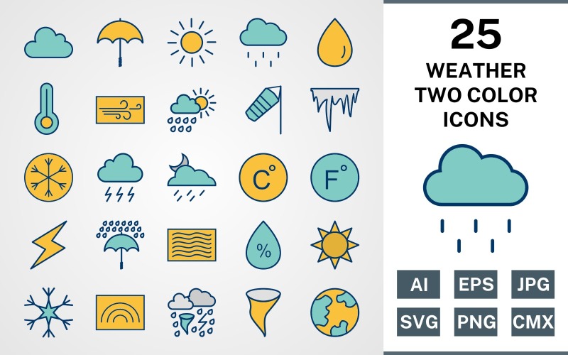 Download Набор иконок "25 WEATHER FILLED TWO COLORS PACK Icon Set" / 25 WEATHER FILLED TWO COLORS PACK Icon Set - Набор иконок на тему weather set,file,icon,icons,filled,round,vector,sign,symbol,pictogram,two colors,weather,wind,cloud,umbrella,haze,rainbow,temparature,sun,rain