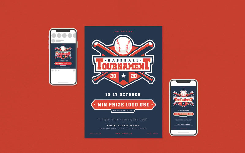 Baseball Tournament Flyer Set - Corporate Identity Template