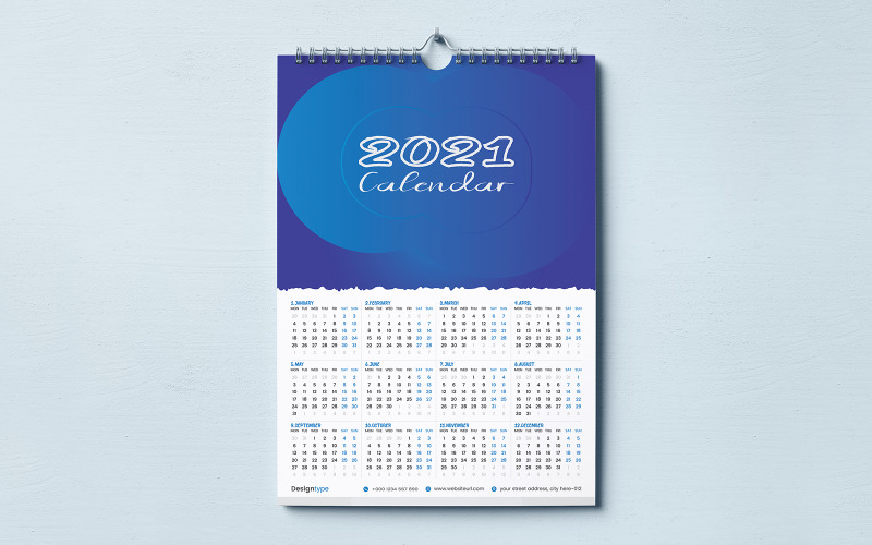 Download Planner "2021 Creative Wall Calendar Template Design Planner" / 2021 Creative Wall Calendar Template Design Planner - Planner на тему графика office,calendar,2021,year planner,corporate identity,blue color,12 months,business,calendar design,clean,company,corporate,creative,date,day,stationery,one page calendar,wall calendar,2021 ca