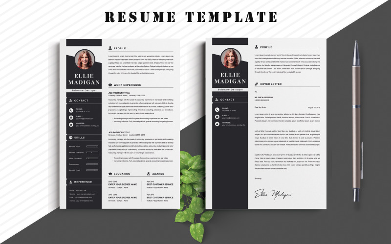 Ellie / Modern Resume Template #117168 - TemplateMonster