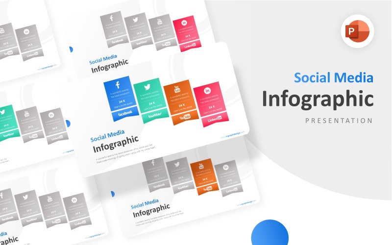 Fyra alternativ med Social Media Infographic PowerPoint-mall