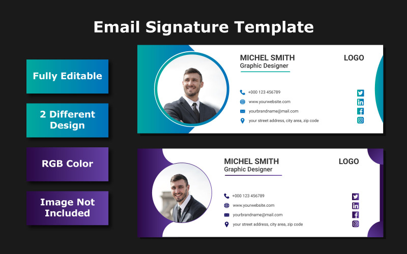 Modelo de assinatura de email - imagem vetorial