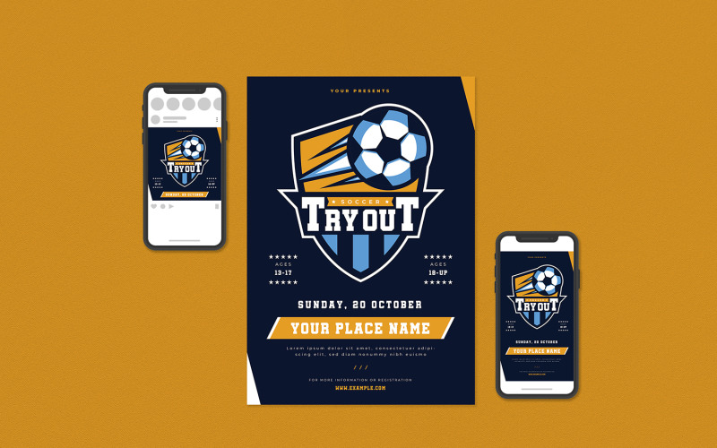 Download Фирменный стиль "Soccer TryoutFlyer Set - Corporate Identity Template" / Soccer TryoutFlyer Set - Corporate Identity Template - Фирменный стиль на тему графика academy,ad,ads,advert,ball,camp,clinic,club,coaching,field,flyer,football,game,green,kid,kids,leaflet,magazine,orlando city,pamphlet