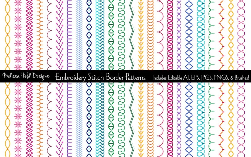 Embroidery Stitch Vector Border Pattern