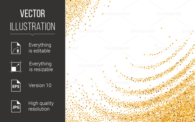 Download Vector "Gold Glittering Wave - Vector Image" / Gold Glittering Wave - Vector Image - Vector на тему графика gold,wave,glittering,illustration,background,white,design,gift,backdrop,glossy,blink,glitter,party,confetti,metallic,glamour,sparkle,certificate,golden,banner