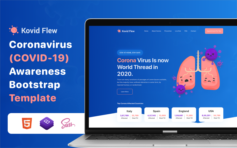 19) Awareness and Statistical Website Template