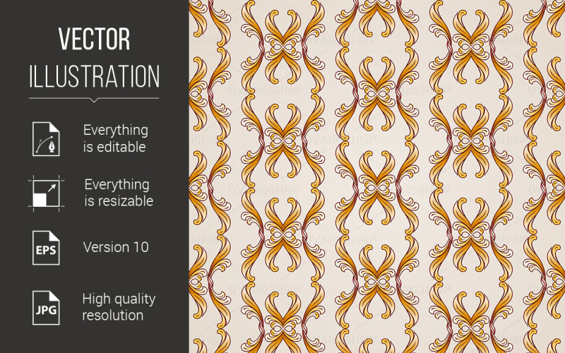 Download Vector "Seamless Background - Vector Image" / Seamless Background - Vector Image - Vector на тему графика background,seamless,vector,eps,brown,beige,revival,curved,elegant,swirl,ornament,victorian,yellow,illustration,royal,ornate,wallpaper,fashion,vintage,swirling