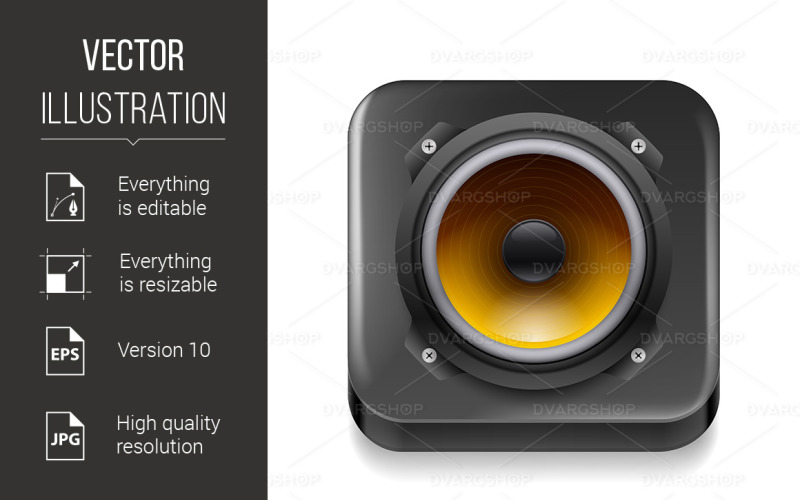 Download Vector "Sound Icon - Vector Image" / Sound Icon - Vector Image - Vector на тему графика sound,icon,white,black,speaker,vector,stereo,loudspeaker,melodic,speaker box,tone,radio,modern,jazz,label,box,party,voice,acoustic,note