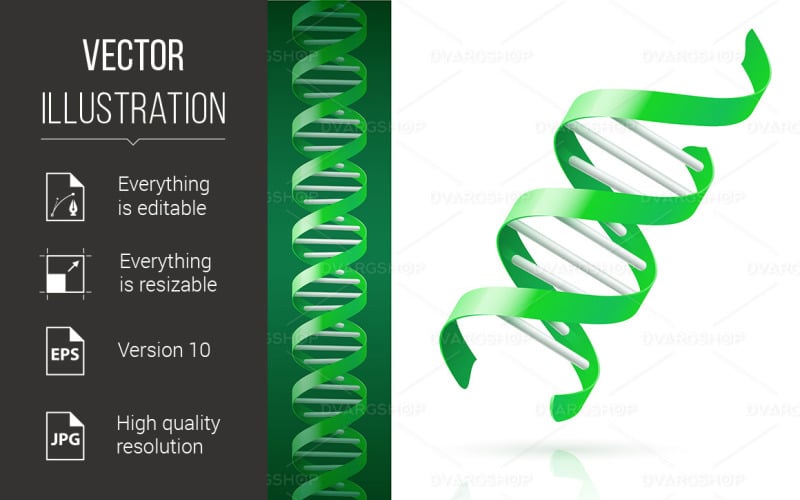 Zielone tło DNA - grafika wektorowa