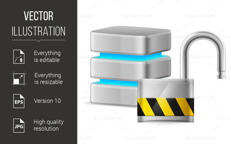 Cadenas ouvert - Concept de sécurité informatique - Image vectorielle