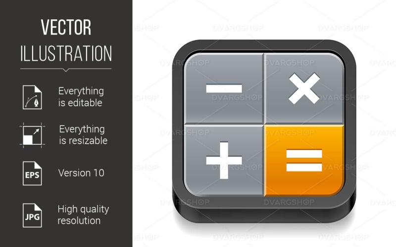Download Vector "Calculator Icon - Vector Image" / Calculator Icon - Vector Image - Vector на тему графика icon,calculator,four,white,design,isolated,technology,account,school,multiply,calculation,finance,tool,grey,accounting,digital,sums,mamatics,yellow,plus