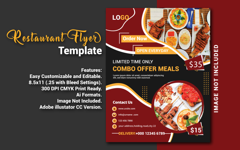 Flyer de restaurant - modèle d'identité d'entreprise