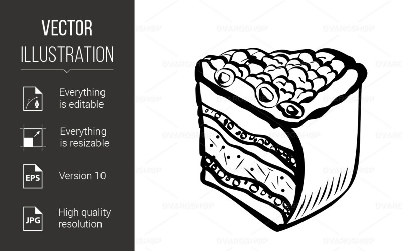 Hand gezeichnete Skizze des Beeren-Kuchens - Vektor-Bild