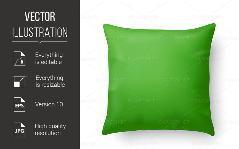 Download Vector "Pillow - Vector Image" / Pillow - Vector Image - Vector на тему графика pillow,isolated,white,cushion,green,decor,rest,teak,domestic,style,vector,logo,cotton,modern,sleep,bedroom,fabric,relax,comfortable,design