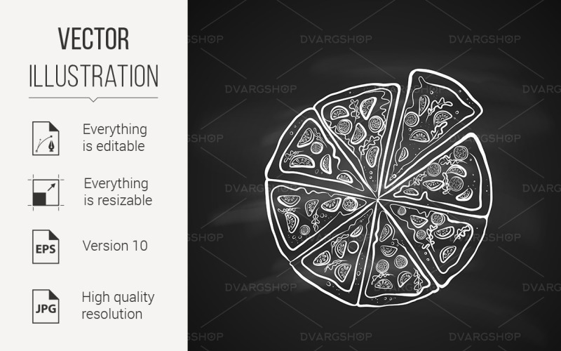 Download Vector "Sketch of Food - Vector Image" / Sketch of Food - Vector Image - Vector на тему графика pizza,sketch,menu,blackboard,slices,food,drawn,chalk,pepper,art,olive,ingredient,banner,mushroom,cheese,restaurant,margarita,background,dinner,sauce