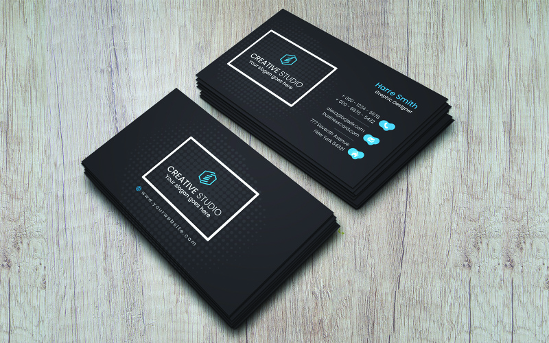 Download Фирменный стиль "Сlean Business Card - Corporate Identity Template" / Сlean Business Card - Corporate Identity Template - Фирменный стиль на тему графика black,blue,brand,business card,card,clean,cmyk,color,company,corporate,creative,design,designer,eps,green,horizontal,modern,personal,print,print ready
