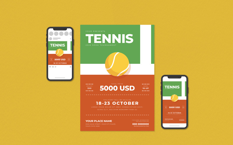 Ensemble de flyers de tournoi de tennis - Modèle d'identité d'entreprise