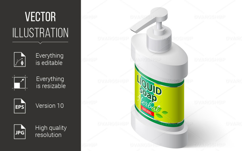 Download Vector "Liquid Soap Isometric - Vector Image" / Liquid Soap Isometric - Vector Image - Vector на тему графика liquid,soap,isometric,white,bottle,isolated,label,herbal,cap,cleaner,plastic,modern,hygiene,can,shadow,detergent,perfume,body,care,objects