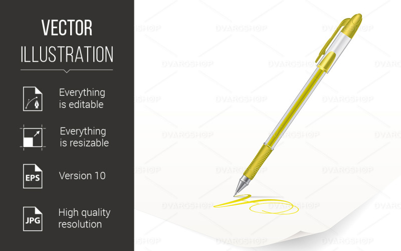 Download Vector "Ballpoint Pen - Vector Image" / Ballpoint Pen - Vector Image - Vector на тему графика pen,paper,vector,ballpoint,writing,yellow,sign,ball,desk,data,education,working,isolated,message,study,ink,page,office,illustration,document