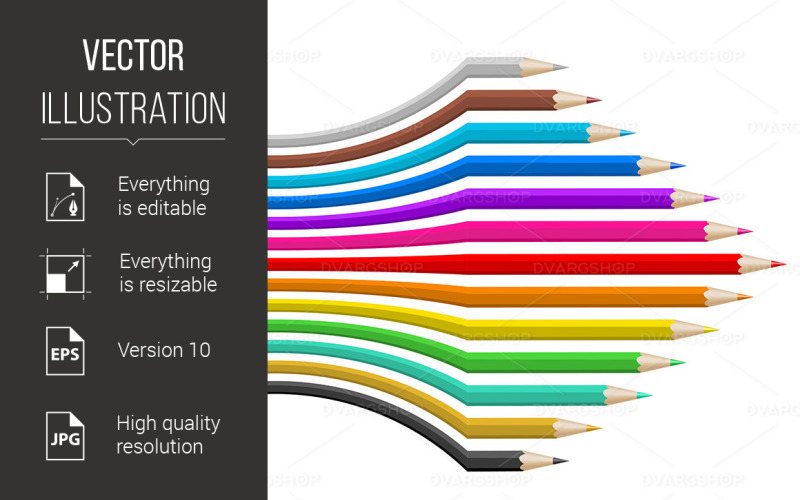 Download Vector "Crayons in Abstract Shape - Vector Image" / Crayons in Abstract Shape - Vector Image - Vector на тему графика color,background,abstract,pencils,white,shape,curve,draw,palette,child,colorful,equipment,set,hobby,bright,graphic,design,variety,vector,assortment