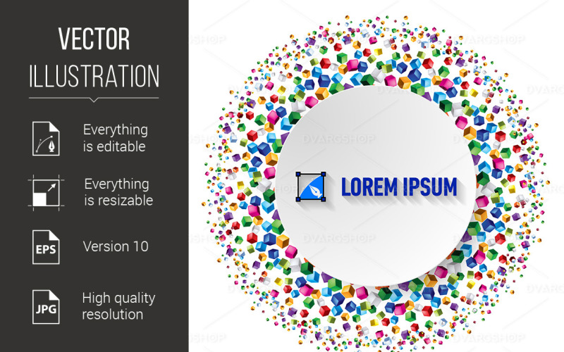 Download Vector "Geometric Background - Vector Image" / Geometric Background - Vector Image - Vector на тему графика background,geometric,paper,for,round,multicolored,placard,colorful,build,game,copy space,toy,motion,blank,design element,configuration,pattern,glossy,color,vibrant