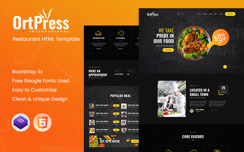 Ortpress - Restaurant Website Template