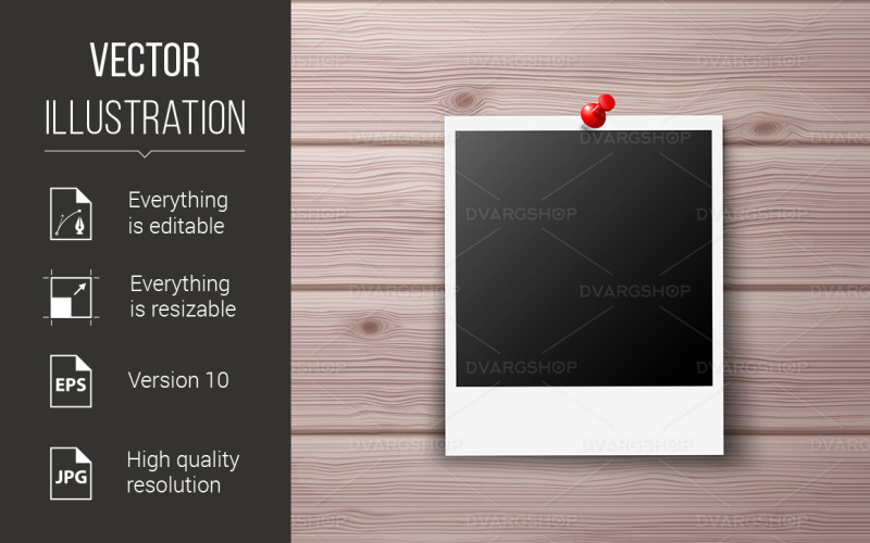 Download Vector "Photo Frame - Vector Image" / Photo Frame - Vector Image - Vector на тему графика photo,frame,wall,pin,red,film,banner,print,background,idea,illustration,card,textured,object,label,icon,camera,element,vintage,decorative