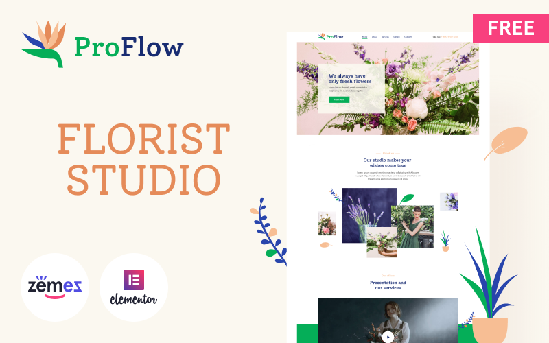 ProFlow - Kostenloses WordPress-Theme für zeitgenössische und minimalistische Floristen