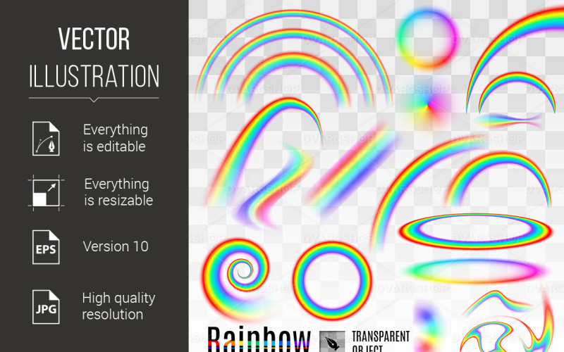 Download Vector "Rainbow - Vector Image" / Rainbow - Vector Image - Vector на тему графика rainbow,form,set,isolated,wave,circle,spectrum,element,multicolored,decorative,logo,background,arch,vector,curve,style,abstract,swirl,template,symbol
