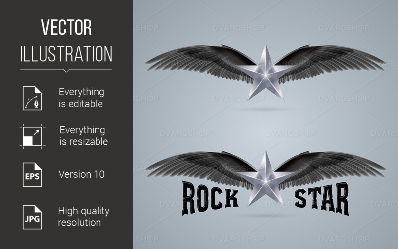 Download Vector "Rock Star - Vector Image" / Rock Star - Vector Image - Vector на тему графика rock,star,music,wings,arts,ideas,disco,record,sound,shape,stereo,power,creativity,symbols,skull,design,life,freedom,painted,audio