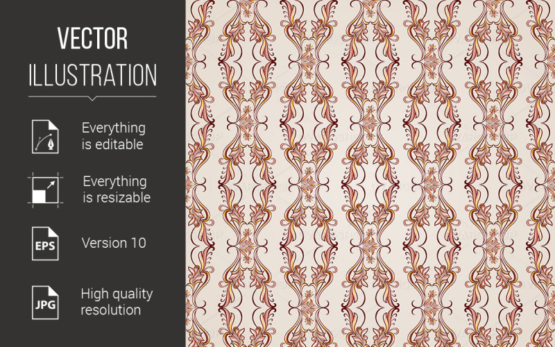 Download Vector "Seamless Floral Pattern - Vector Image" / Seamless Floral Pattern - Vector Image - Vector на тему графика seamless,pattern,pink,florid,rose,floral,brown,fancy,decoration,pastel,flowery,decorative,fabric,curl,style,row,natural,classic,flower,element