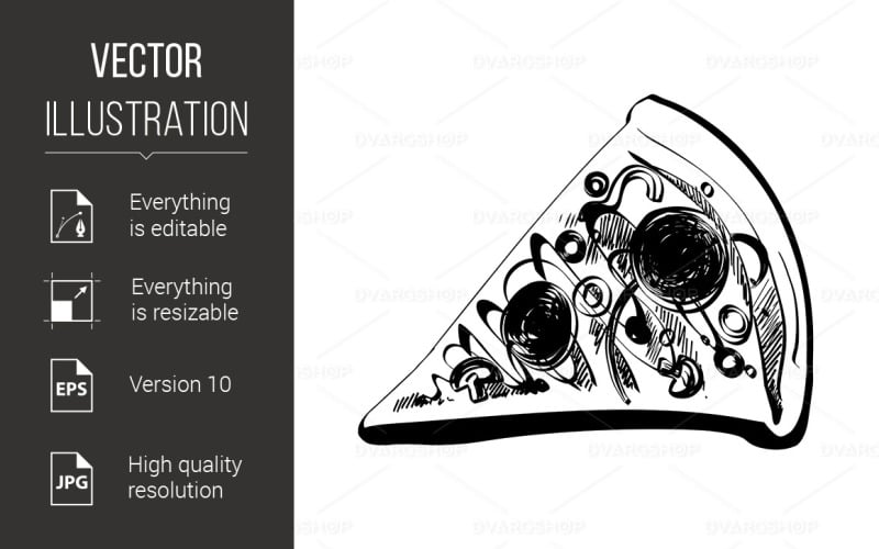 Download Vector "Sketch of Food - Vector Image" / Sketch of Food - Vector Image - Vector на тему графика pizza,sketch,drawn,food,abstract,slice,pepperoni,piece,illustration,eat,bacon,lunch,portion,print,graphic,vector,fat,restaurant,tomato,salami