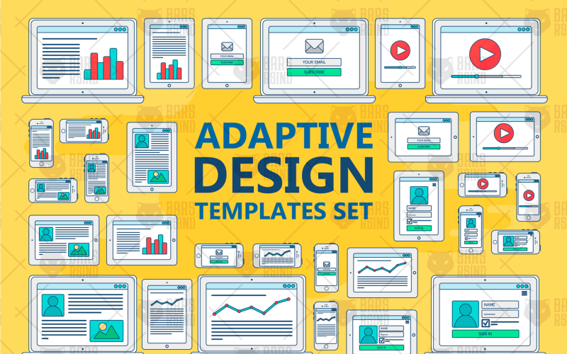 Download Vector "Stroked Adaptive Design Elements - Vector Image" / Stroked Adaptive Design Elements - Vector Image - Vector на тему графика design,notebook,pc,elearning,computer,video,play,bar,vector,sign,app,digital,technology,web,online,site,website,browser,media,interface