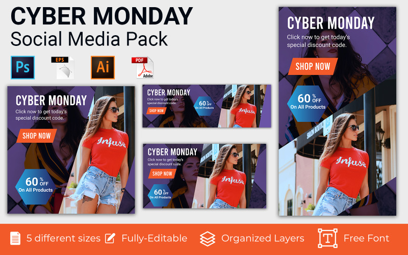 Volumen del paquete Cyber Monday - 2 plantilla de redes sociales