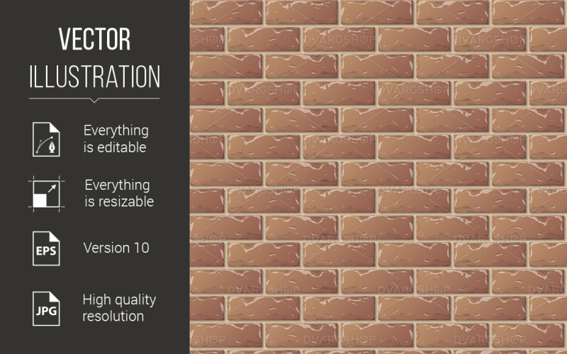 Download Vector "Brick Wall - Vector Image" / Brick Wall - Vector Image - Vector на тему графика brick,wall,old,seamless,brown,pattern,decor,wallpaper,brickwork,seam,rough,cement,architecture,new,vector,facade,grunge,material,texture,nobody