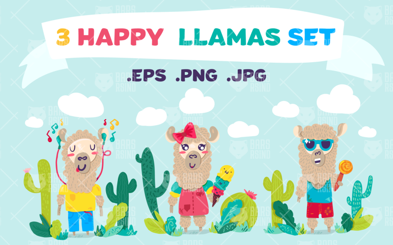 Download Vector "Cute Lama Characters Set - Vector Image" / Cute Lama Characters Set - Vector Image - Vector на тему графика llama,lama,alpaca,hipster,happy,summer,cute,mexican,funny,ice cream,boy,girl,set,flat,vector,hand drawn,cartoon,character,lettering,collection