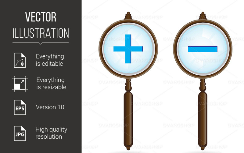 Download Vector "Magnifying glass - Vector Image" / Magnifying glass - Vector Image - Vector на тему графика magnifying,glass,illustration,background,white,symbol,button,metal,view,look,enlarge,loupe,find,reflection,equipment,internet,sign,exploration,design,magnify