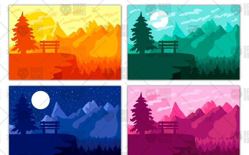 Download Vector "Mountain's Forest Reserve And Park - Vector Image" / Mountain's Forest Reserve And Park - Vector Image - Vector на тему графика forest,bench,illustration,park,tree,landscape,wood,nature,background,plant,travel,vector,environment,summer,meditation,mountain,night,day,evening,scene