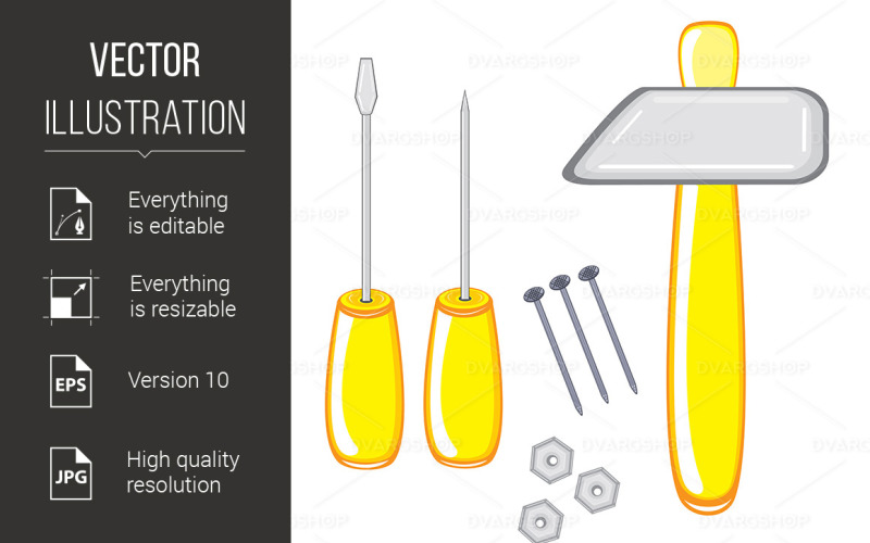Download Vector "Repair Tools - Vector Image" / Repair Tools - Vector Image - Vector на тему графика tools,repair,equipment,construction,graphic,business,building,ham,color