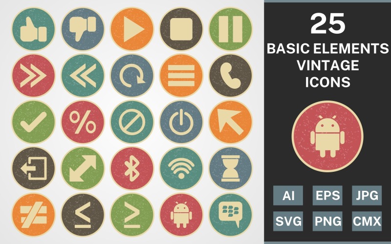 25 BASISELEMENTEN VINTAGE PACK Icon Set