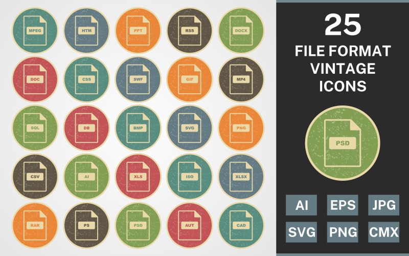 25 BESTANDSINDELING VINTAGE PACK Icon Set