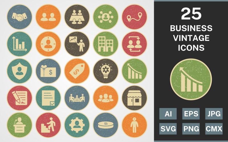 25 BUSINESS VINTAGE PACK Icon Set