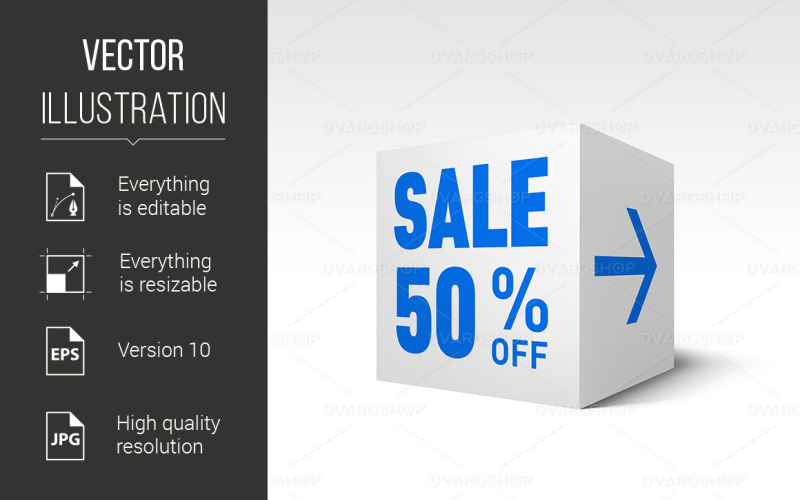 Download Vector "Cube Banner Template - Vector Image" / Cube Banner Template - Vector Image - Vector на тему графика cube,sale,banner,template,fifty,percent,off,discount,cheap,monday,symbol,retail,blue,white,christmas,isolated,friday,modern,polygon,advertising