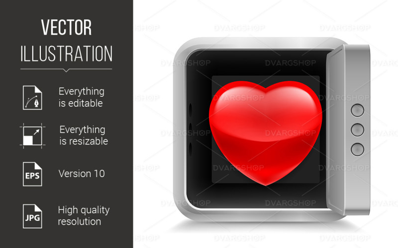 Download Vector "Heart in Safe - Vector Image" / Heart in Safe - Vector Image - Vector на тему графика safe,heart,icon,red,glossy,white,lock,door,fragile,vault,guard,insurance,box,health,save,romance,durable,favourite,holiday,store